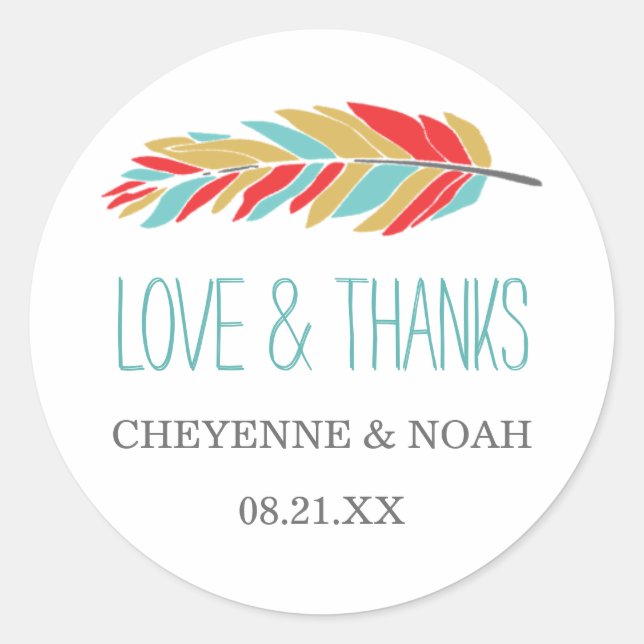 Adesivo Tema Nativo | Casamento Obrigado Favor Stickers (Frente)