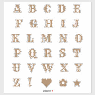 Adesivo Tema Ocidental castanho Letras alfabético Monogram