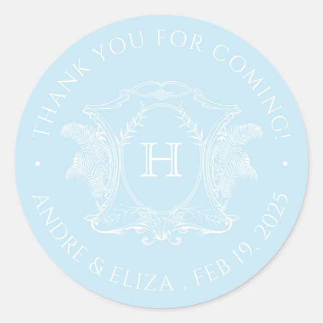 Adesivo Tema Praia Pasta Azul Monograma de Casamento (Frente)