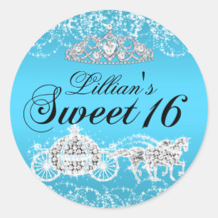 Adesivo Tema Princesa Brilho Azul Sweet 16