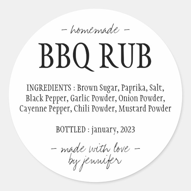 Adesivo Tempero de Churrasco BBQ Rub (Frente)