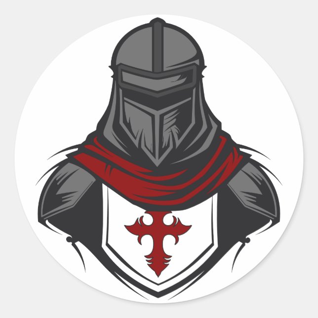 Adesivo Templar Knight Head Retrato Vestindo Armor (Frente)