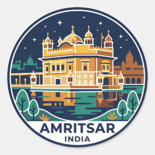 Adesivo Templo Dourado de Amritsar à Noite Índia