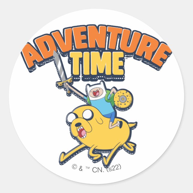 Adesivo Tempo de Aventura | Finn Riding Jake (Frente)