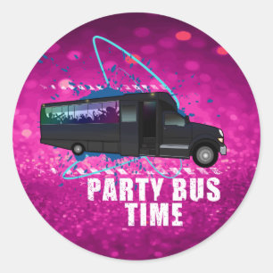 Adesivo Tempo de Ônibus de Festa Neon Noite Glitter Rosa