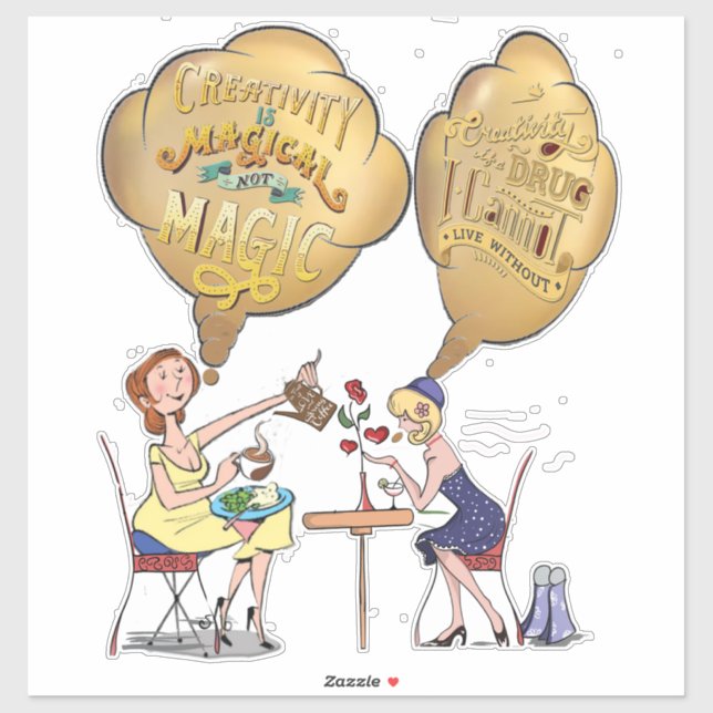 Adesivo Tempo de pausa mágica criativa com amigos (Folha)