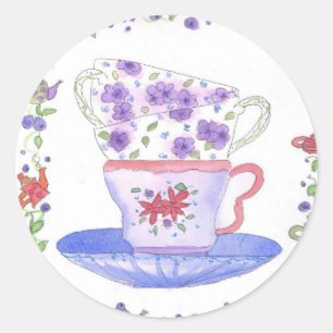 Adesivo Tempo do chá da pilha do Teacup