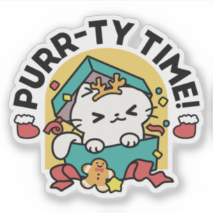 Adesivo Tempo Puro! - Design de Natal para Gatos Festivos