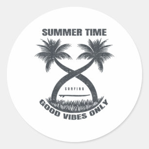 Adesivo Temporada De Verão Surfando Boas Vibrações Apenas