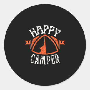 Adesivo Tenda de acampamento feliz retrô família tripulaçã