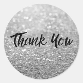 Adesivo Tendência do Silver Glitter Obrigado