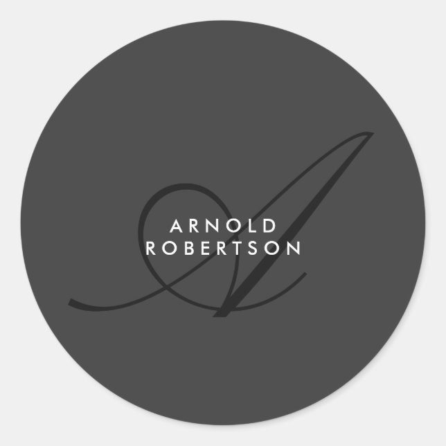 Adesivo Tendência para Cinzas Simples em Monograma Moderno (Frente)