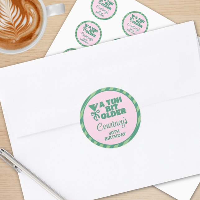 Adesivo Tendência Rosa E Verde Um Tini Bit Antigo aniversá (Criador carregado)