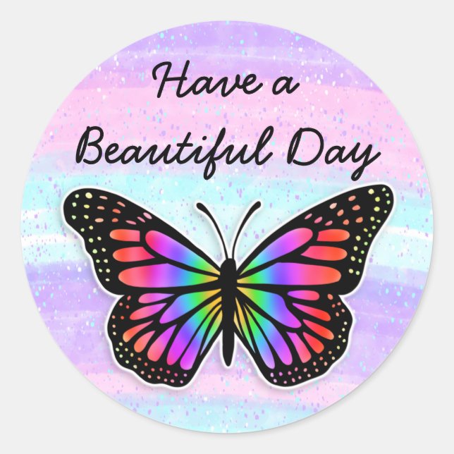 Adesivo Tenha um Belo Dia | Borboleta Roxa  (Frente)