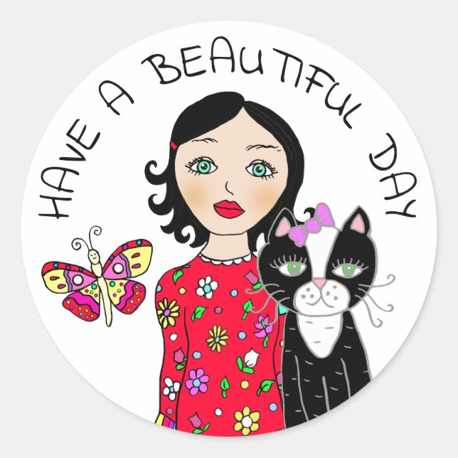 Adesivo Tenha um belo dia enquanto uma garota de arte (Frente)