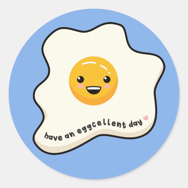 Adesivo Tenha um dia maravilhoso com o ovo kawaii ensolara (Frente)