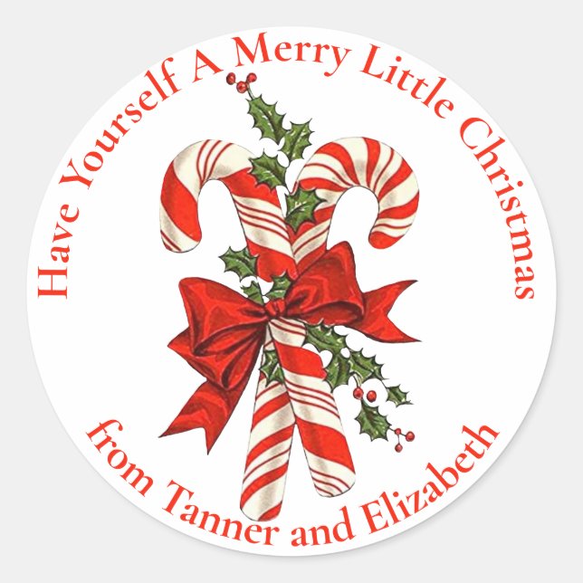 Adesivo Tenha Um Feliz De Doces De Canas Personalizado Par (Frente)