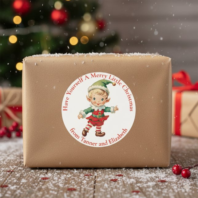 Adesivo Tenha Um Feliz Natal Para O Elf (Have Yourself A Merry Christmas Elf Custom Classic Round Sticker)
