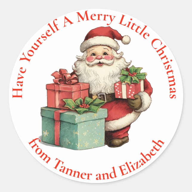 Adesivo Tenha Um Feliz Papai noel De Natal Com Presentes (Frente)