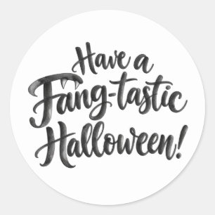 Adesivo Tenha um Halloween Fang-tástico. Vampiro Engraçado