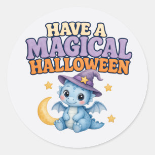Adesivo Tenha um Halloween Mágico Dragão Azul Bebê