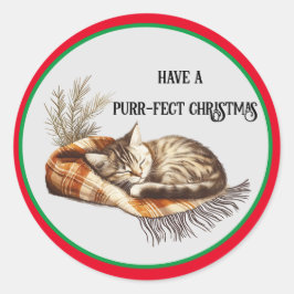 Adesivo Tenha um Vinheta de Natal Purr-fect Cat