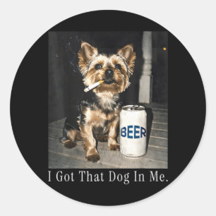 Adesivo Tenho Esse Cachorro em Funny Yorkie Fumando Cigarr