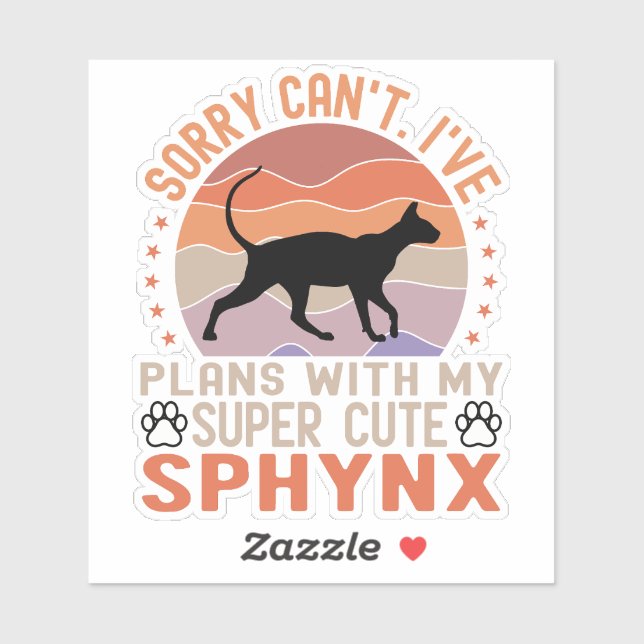 Adesivo Tenho planos com meu gato Sphynx (Folha)