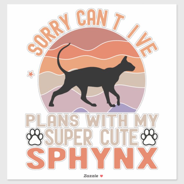 Adesivo Tenho planos com meu gato Sphynx (Folha)