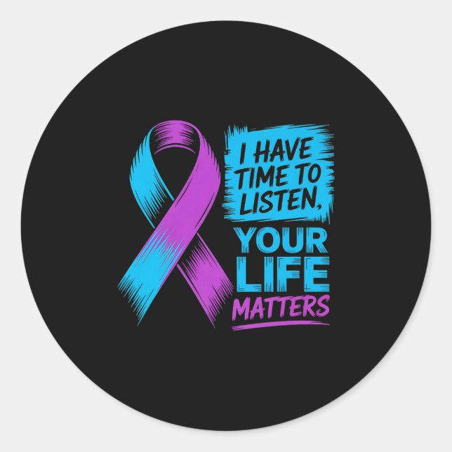 Adesivo Tenho Tempo Para Ouvir Sua Vida Como Suicídio Prev (Frente)