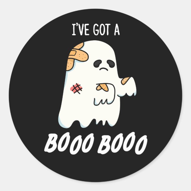 Adesivo Tenho um Boo Boo Engraçado Fantasma Dark BG (Frente)