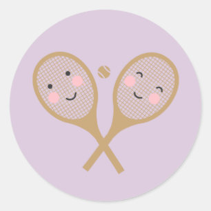 Adesivo Tênis Kawaii Rackets Felizes Lavanda Bonita