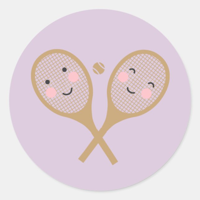 Adesivo Tênis Kawaii Rackets Felizes Lavanda Bonita (Frente)