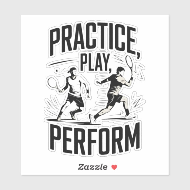 Adesivo Tennis et motivation - practice play perform (Folha)