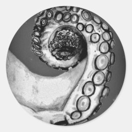 Adesivo Tentáculo de Octopus Náutico Branco e Preto Vintag