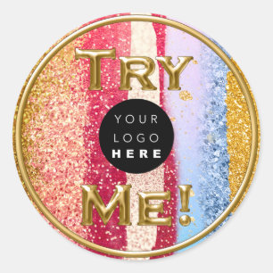 Adesivo Tente me logotipo Exemplo de testador Dourado Glit