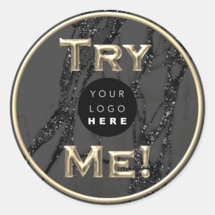 Adesivo Tente me logotipo Exemplo de testes・ Dourado Con
