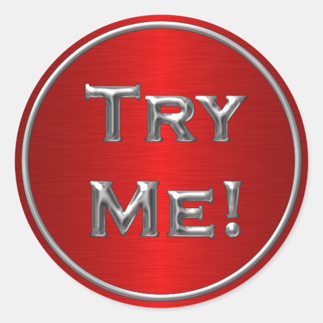 Adesivo Tente Me Preto Vermelho Prateado Para Exemplo De T (Frente)