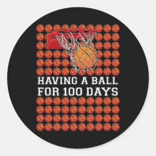 Adesivo Ter Uma Bola De 100 Dias Para Crianças De Basquete