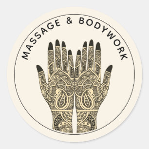 Adesivo Terapia de Massagem Mehndi Henna Mãos de Cura