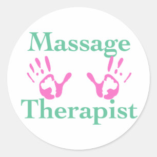 Adesivo Terapista de Massagem: Impressões de Mão Rosa