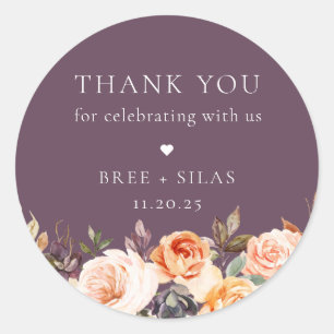 Adesivo Terne Autumn Floral Weding Obrigado