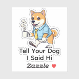 Adesivo Terno de Negócios de Cachorro Shiba Inu Engraçado