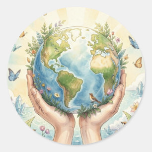 Adesivo Terra Bonita em Aquarela, Borboletas e Pássaros