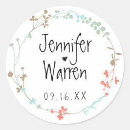 Adesivo Terra de flor selvagem desenhada à mão Personaliza