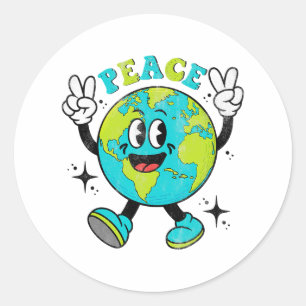 Adesivo Terra Engraçada - Mundo - Sinal de Paz mundial Cri