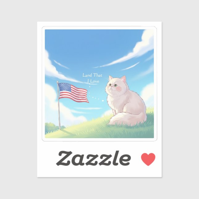 Adesivo Terra Que Eu Amo - Gato Patriótico (Folha)