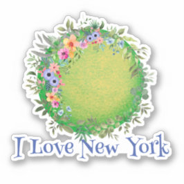 Adesivo Terra Verde Colorida Eu Adoro o Sticker Nova York