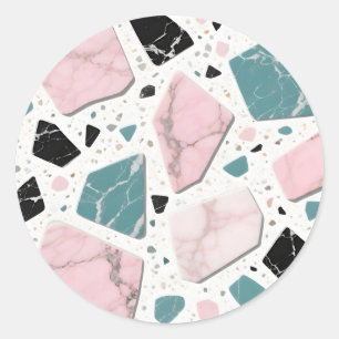 Adesivo Terraço Mármore Pastel Rosa Verde Moderno