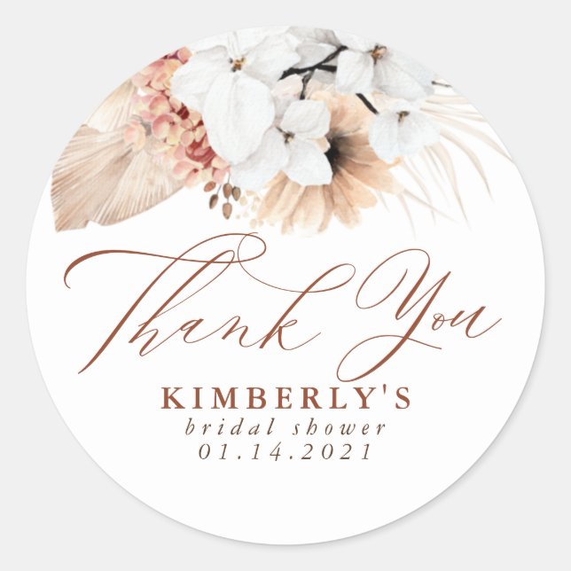 Adesivo Terracota Floral Exótico Boho Obrigado (Frente)